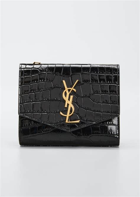 ysl croc embossed compact wallet|Shop Saint Laurent Uptown Compact Wallet In Crocodile .